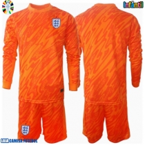 Camisa de Futebol Inglaterra Goleiro Equipamento Principal Infantil Europeu 2024 Manga Comprida (+ Calças curtas)
